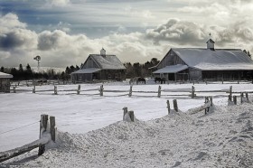 Scène rurale hivernale